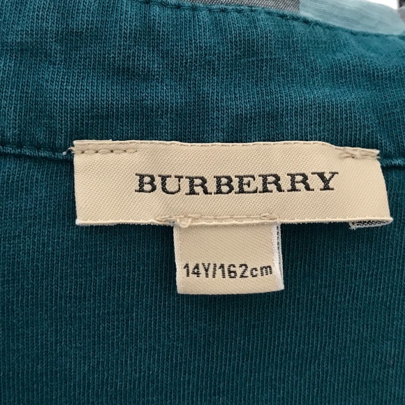 Burberry Green Button Collar Long Sleeved Tee - size 14Y - Picture 6 of 6